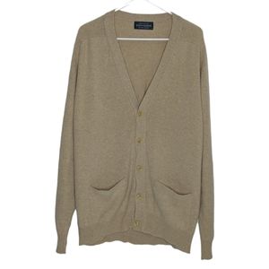 Scott & Charters 100% Pure Cashmere Beige Sand V Neck Cardigan Size 50